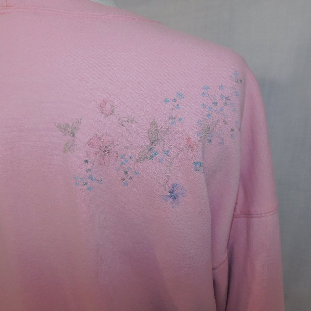 VTG 90s Northern Reflections Womens L Pink Floral Glitter detail Sweatshirt - Picture 12 of 13